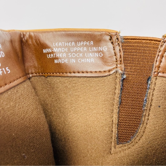 EARTH ODYSSEY 7B Heeled Ankle Booties Almond Tan Brown Leather Buckle Boho Y2K - Picture 10 of 16